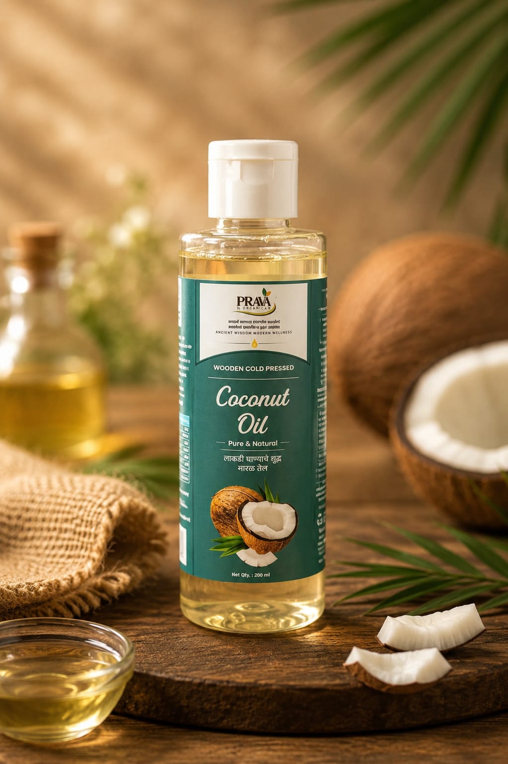 Wooden Cold Pressed Coconut Oil
