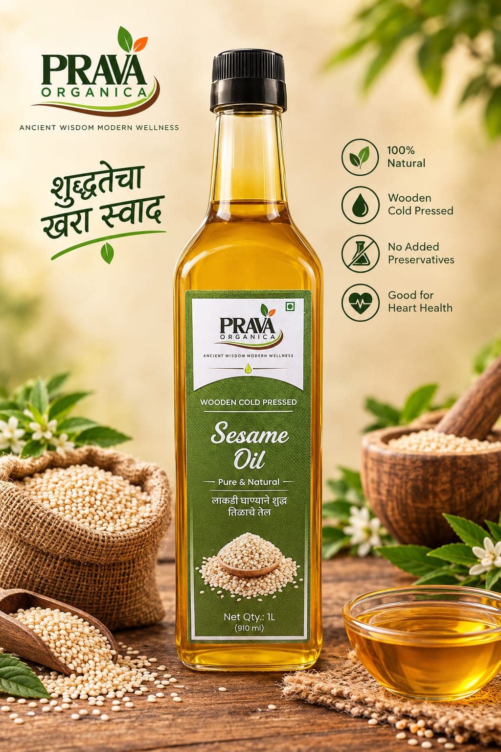 Wooden Cold Pressed Sesame Oil